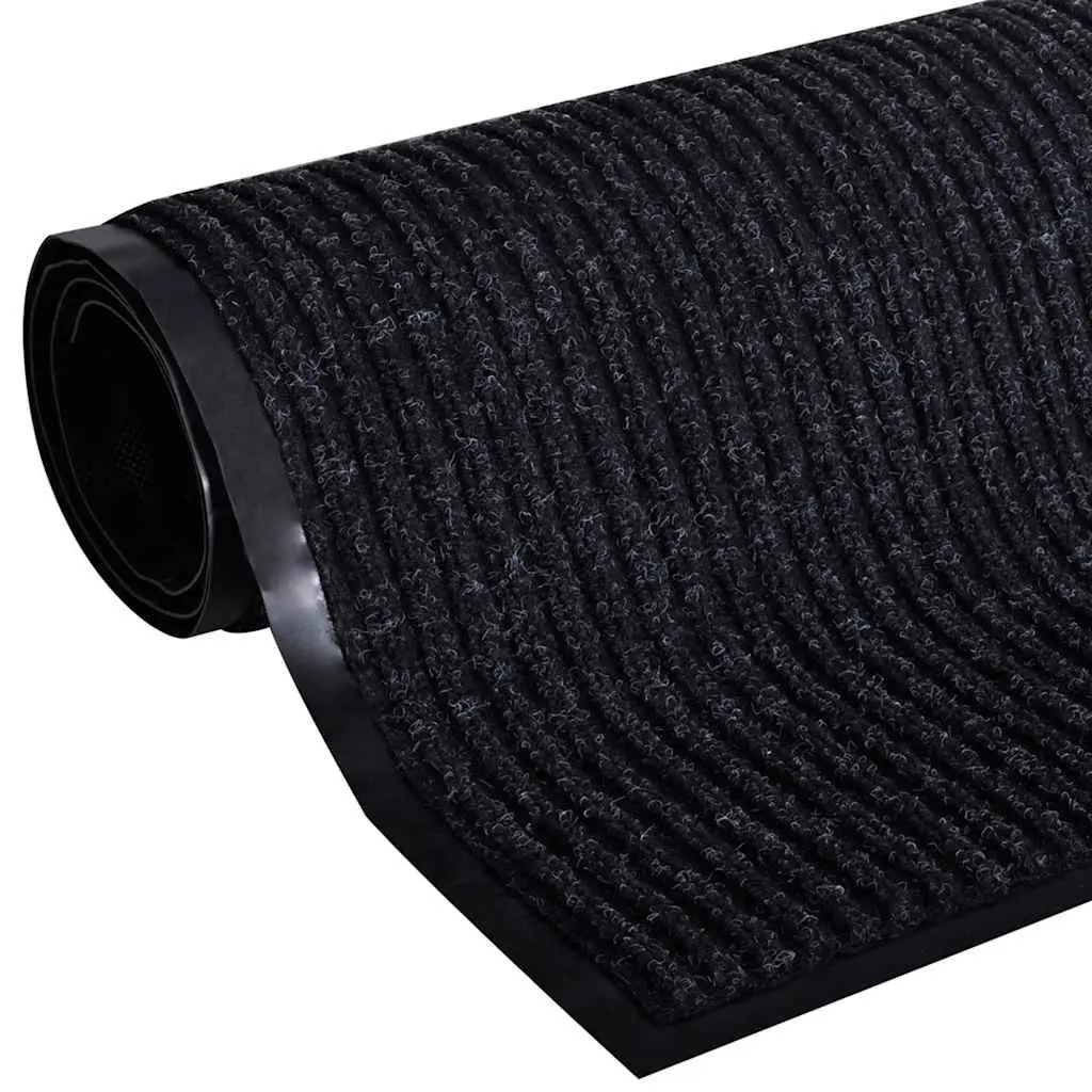Door Mat Black 117x220 cm Non-Slip PVC Backing Indoor Outdoor Entrance Hallway
