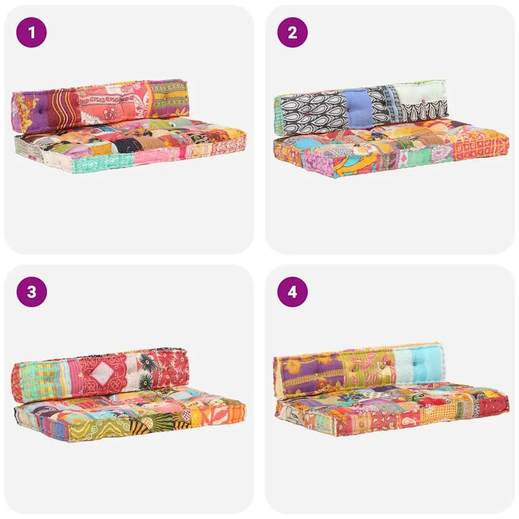 Pallet Sofa Cushion Multicolour Patchwork Fabric Soft Padding