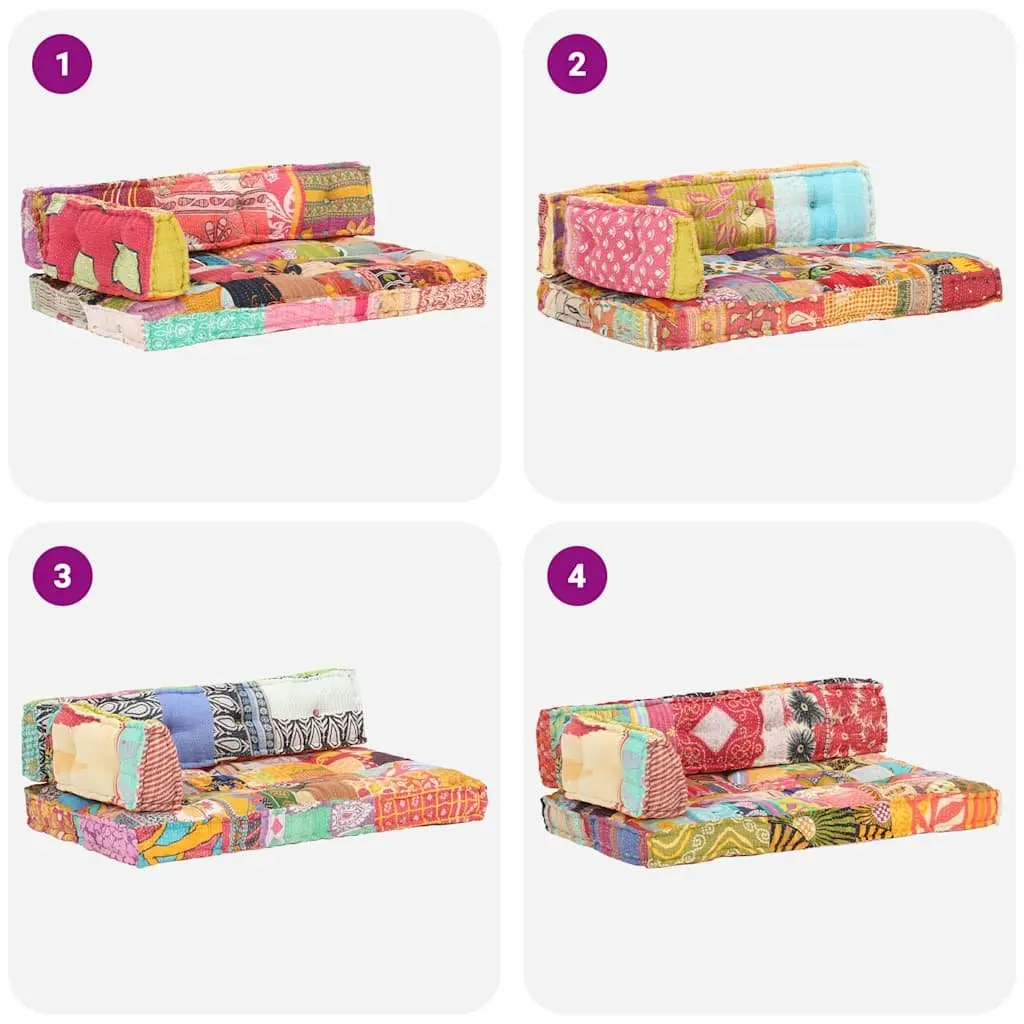 Pallet Sofa Cushion Multicolour Patchwork Cotton Fabric Padding Comfort