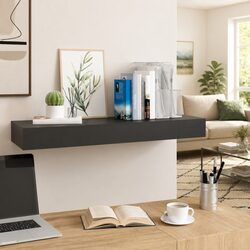 Floating Wall Shelf with Drawer Black Display Hanging Storage Home Decor 80x25cm