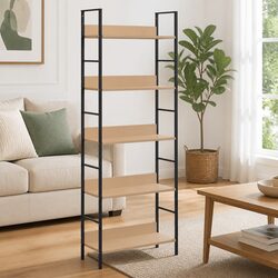 5-Layer Book Shelf Standing Cabinet Brown Engineered Wood Storage Display Rack