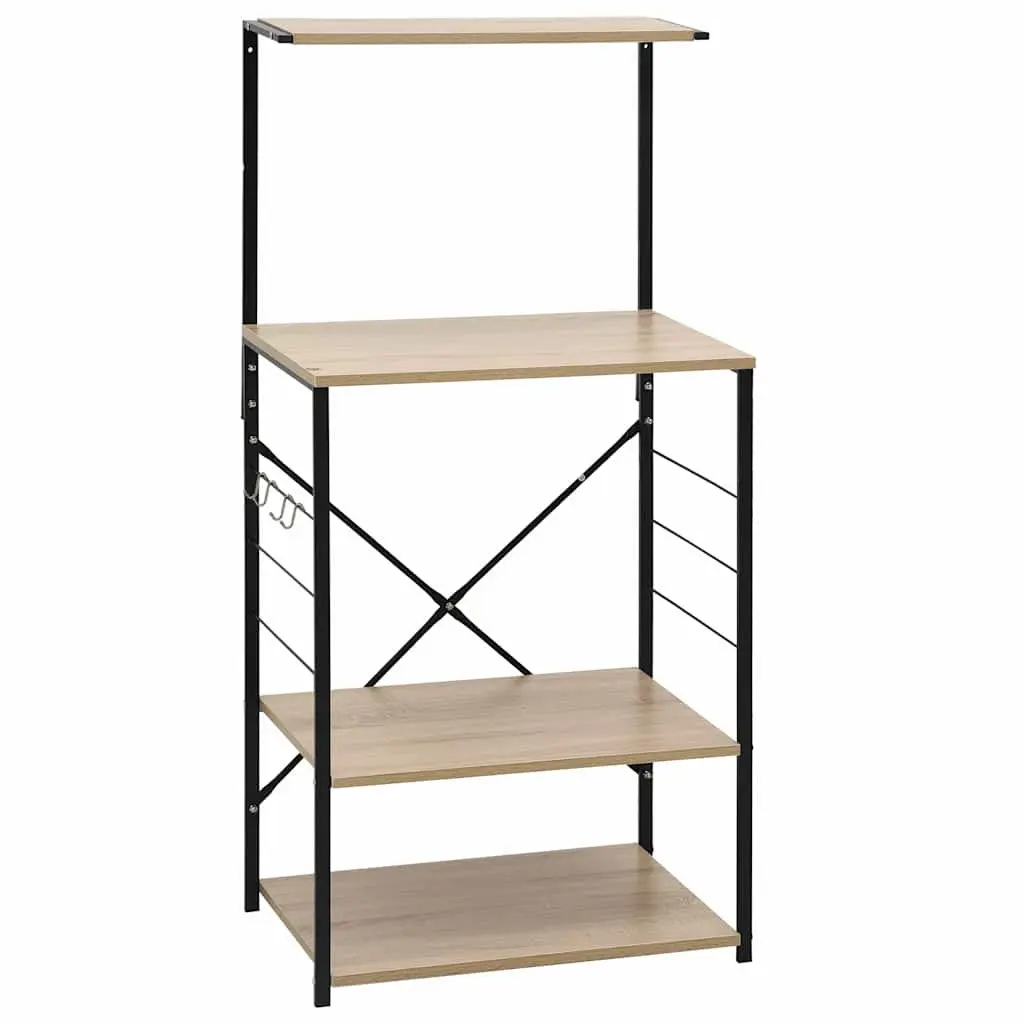 Microwave Cabinet 4-Tier Storage Organiser Black Oak 60x39.6x123cm