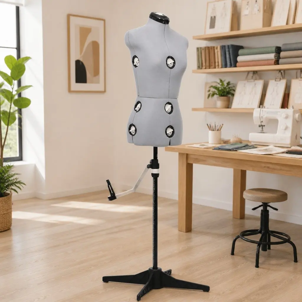 Adjustable Dress Form Female Size S Grey Mannequin Display Stand