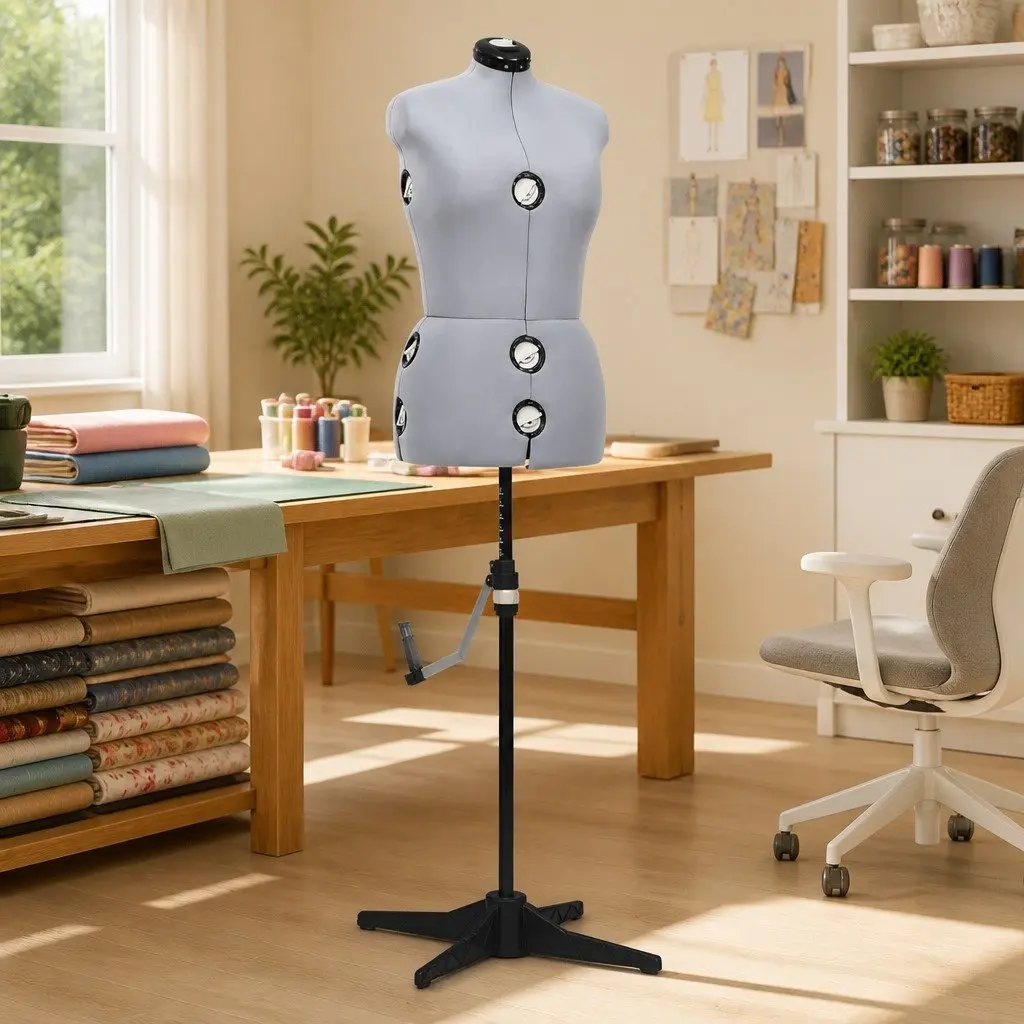 Adjustable Dress Form Female M Size Grey Tailor Mannequin Fashion Display