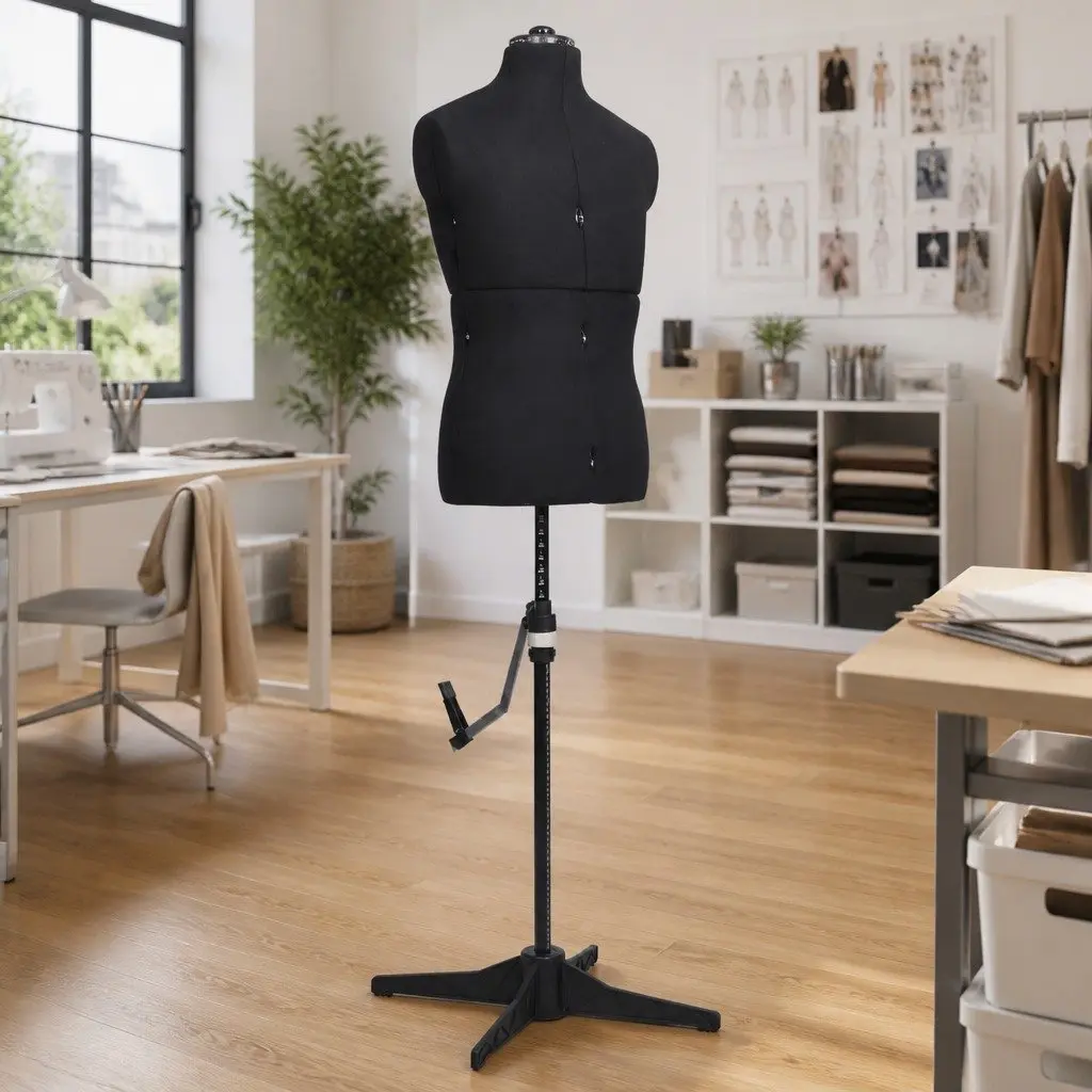 Male Adjustable Dress Form Mannequin Display Dummy Clothes Valet Stand Black