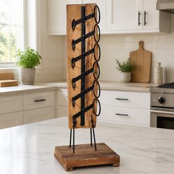 Wine Rack for 6 Bottles Wooden Floor Stand Kitchen Living Room Storage