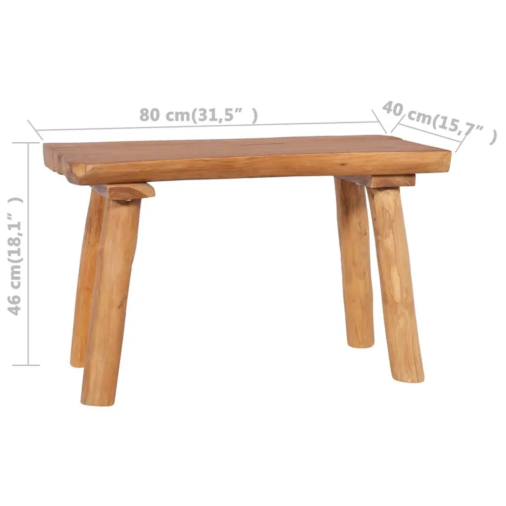 Garden Bench 80cm Solid Teak Wood Indoor Outdoor Seating Furniture Brown
