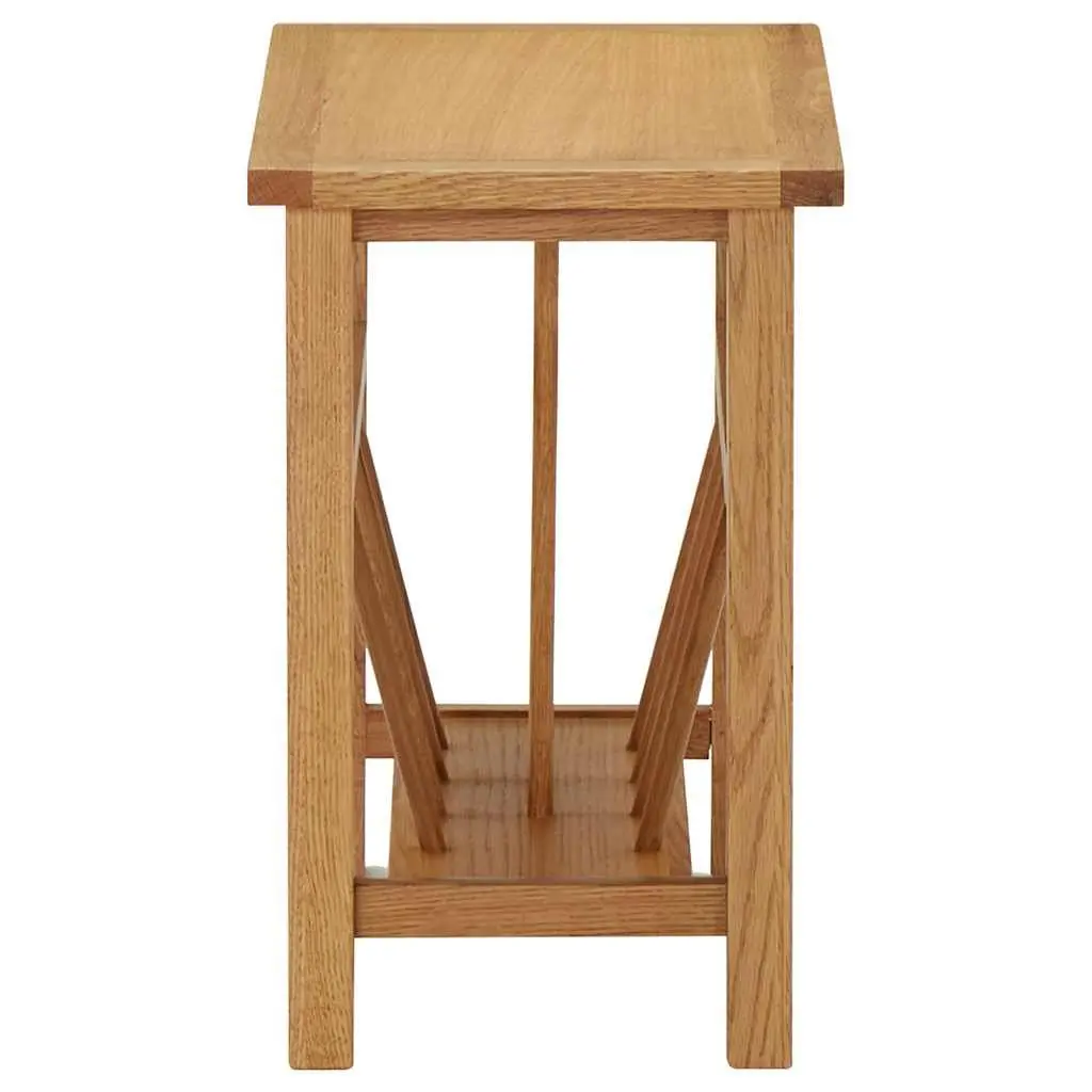 End Table Magazine Rack Solid Oak Wood Brown 45x27x42 cm