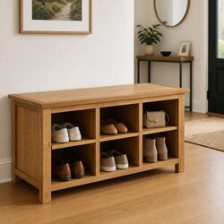 Wooden Shoe Rack Bench 6 Compartment Storage Organiser Brown Home Furniture