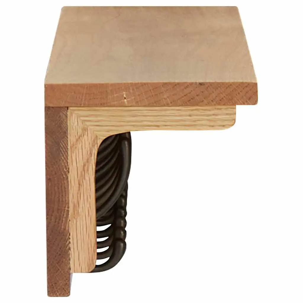 Coat Rack Solid Oak Wood Wall-Mounted 9 Hooks Brown