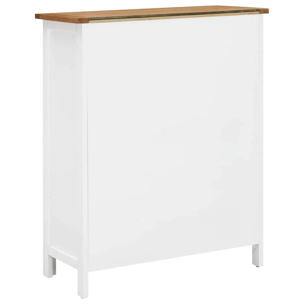 Wine Cabinet Solid Oak Wood Open Racks and Drawers Brown