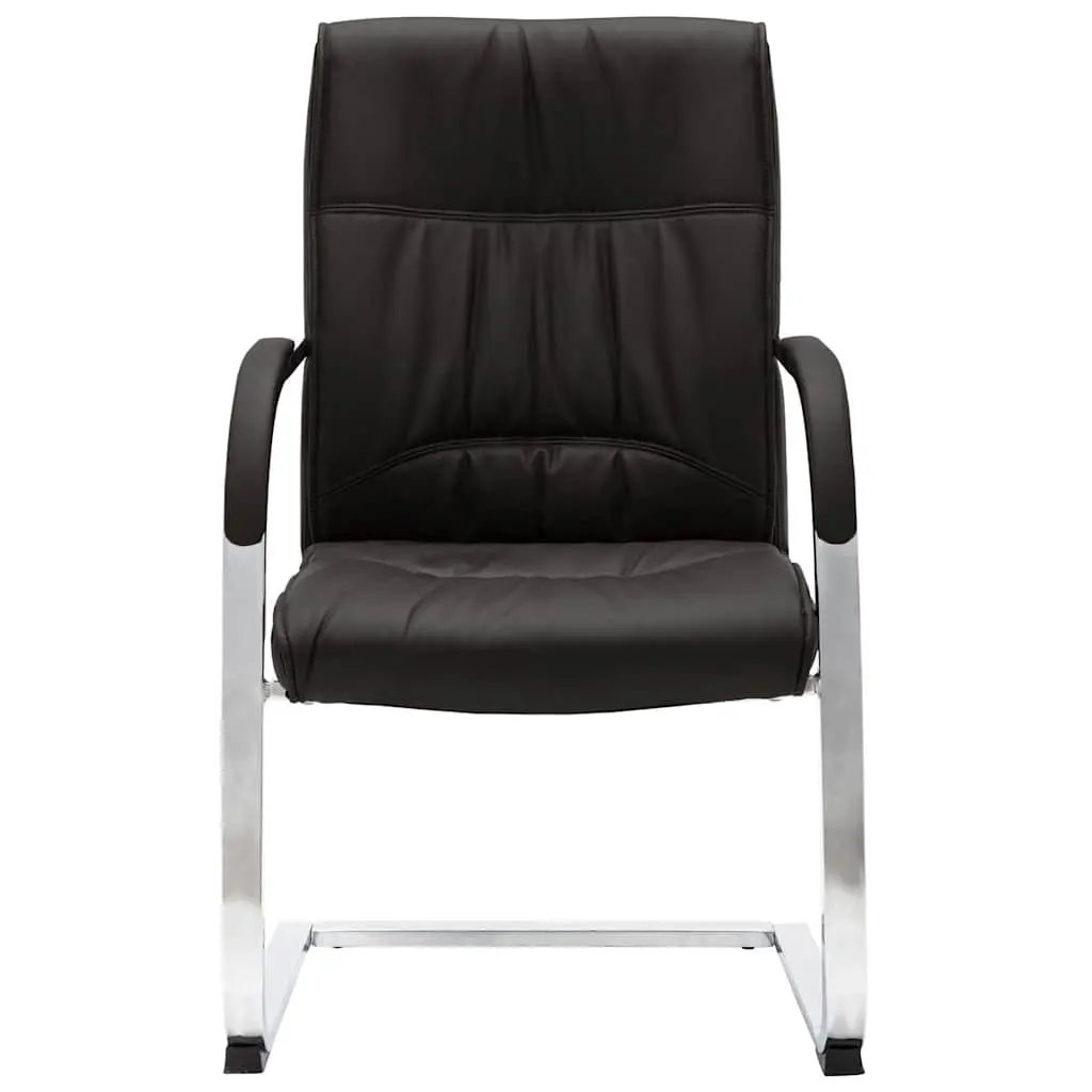 Cantilever Office Chair Ergonomic Backrest Soft Padded Seat Integrated Armrests Black Faux Leather