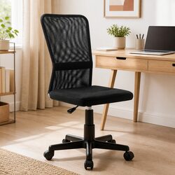 Office Chair Black Mesh Fabric Swivel Mid Back Height Adjustable Desk Chair