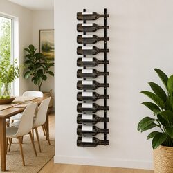 Wall-mounted Wine Rack for 24 Bottles Black Iron Storage Display