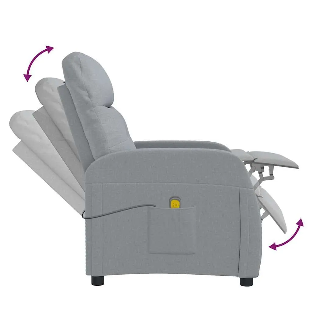 Electric Massage Chair Grey Fabric Reclining Armchair 6 Massage Points