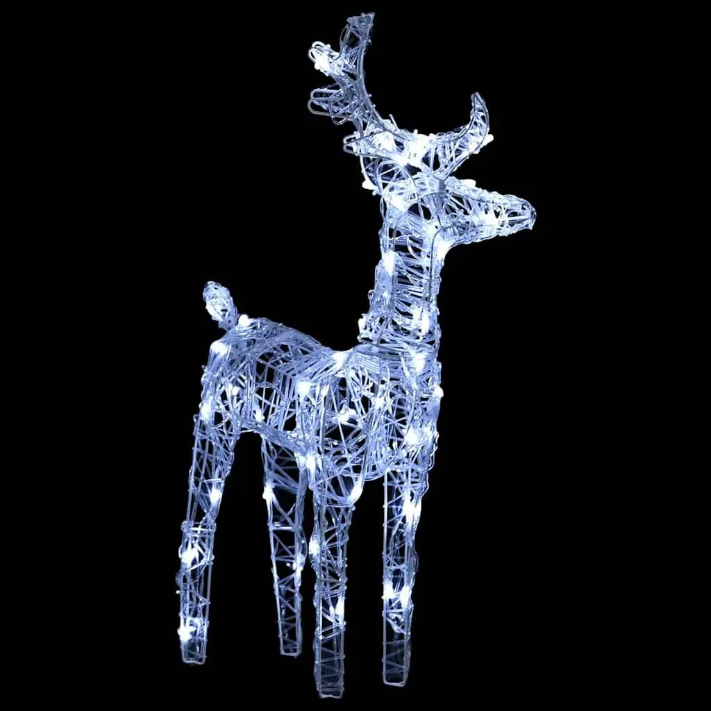 Christmas Reindeer Sleigh Decoration Pre-lit Cold White LED Lights Outdoor 280 x 28 x 55 cm