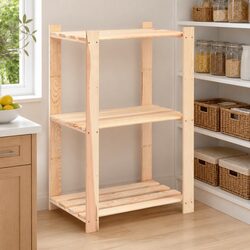 Storage Rack 3-Tier Shelving Unit 60x38x90cm Solid Wood Pine Brown Standing