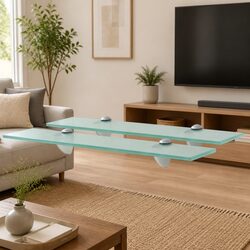 Floating Wall Shelves 2 pcs Transparent Glass 50x20 cm Modern Display Ledge