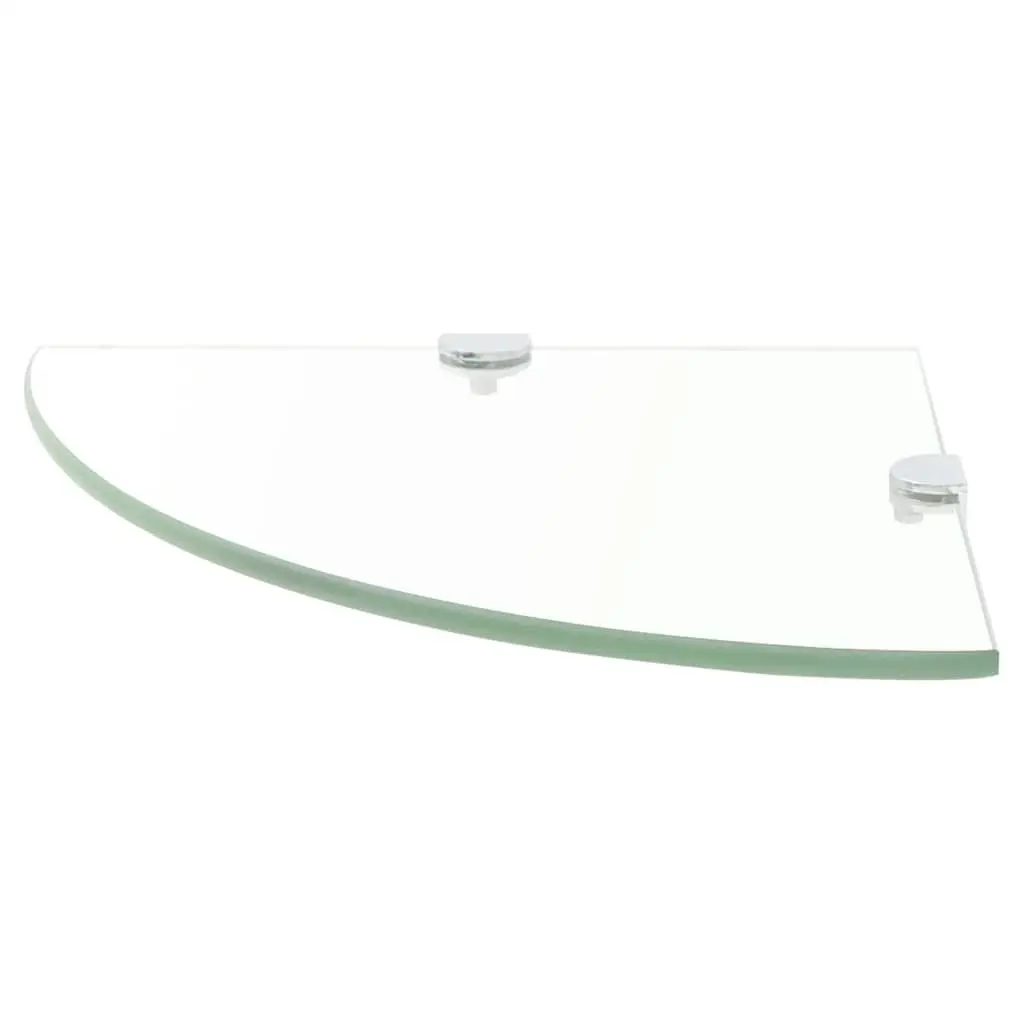 Corner Shelves 2pcs Floating Glass Wall Shelf Chrome Supports 35cm Transparent