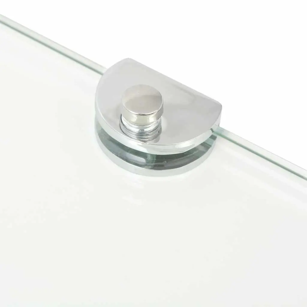 Corner Shelves 2pcs Floating Glass Wall Shelf Chrome Supports 35cm Transparent