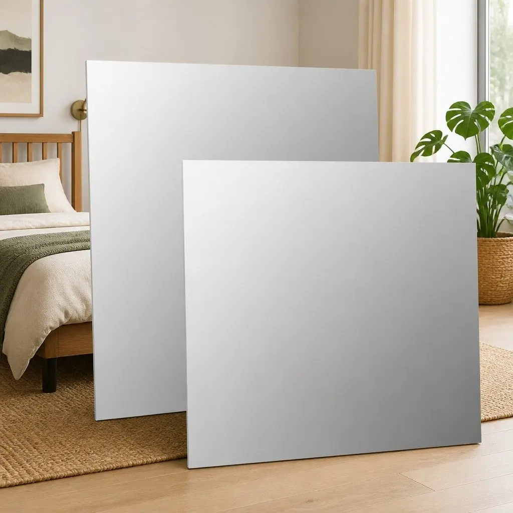 Square Wall Mirror 40x40 cm Silver Glass Home Decor Set of 2
