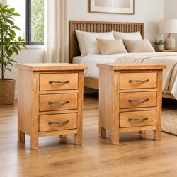 Bedside Tables 2 Pcs 40x30x54 cm Solid Oak Wood Nightstands with Drawers