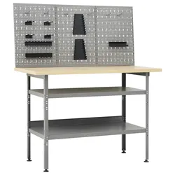 Workbench with 3 Wall Panels Grey Heavy Duty Tool Storage Workshop Garage