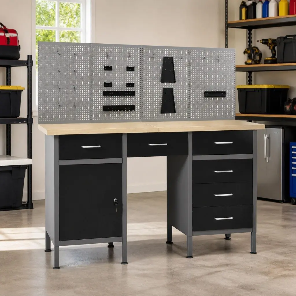 Workbench Heavy Duty Tool Storage 500kg Black