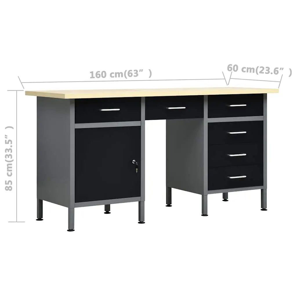 Workbench Heavy Duty Tool Storage 500kg Black