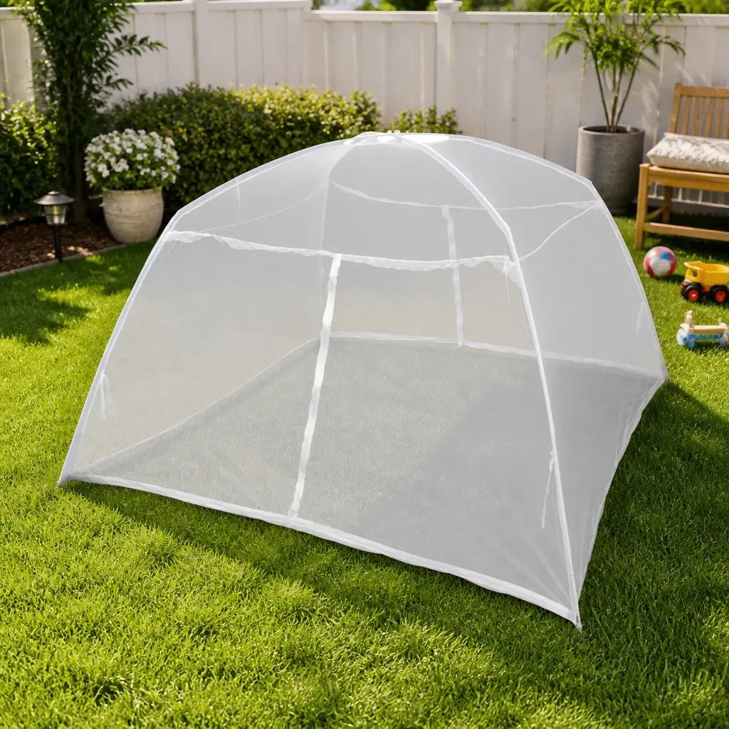 Camping Tent Lightweight Fiberglass Poles Mosquito Screen 200x150x145 cm White Outdoor