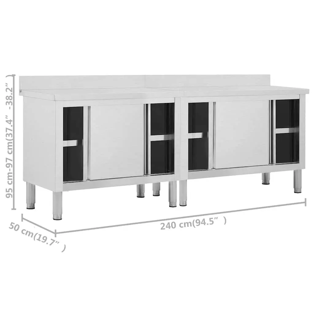 Stainless Steel Work Table with Sliding Door Storage for Commercial Kitchen