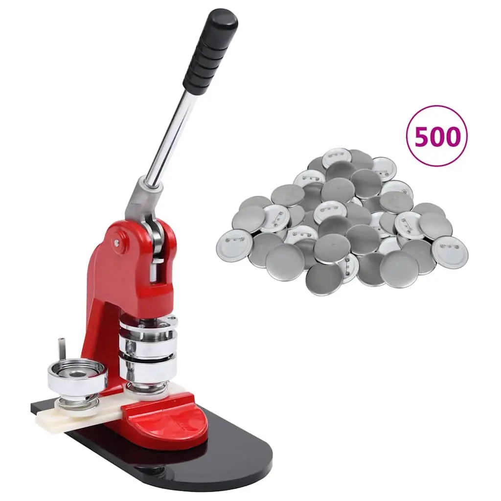 Button Maker Machine 44mm Badge Maker Red with Slide Base and Textured Hand Grip
