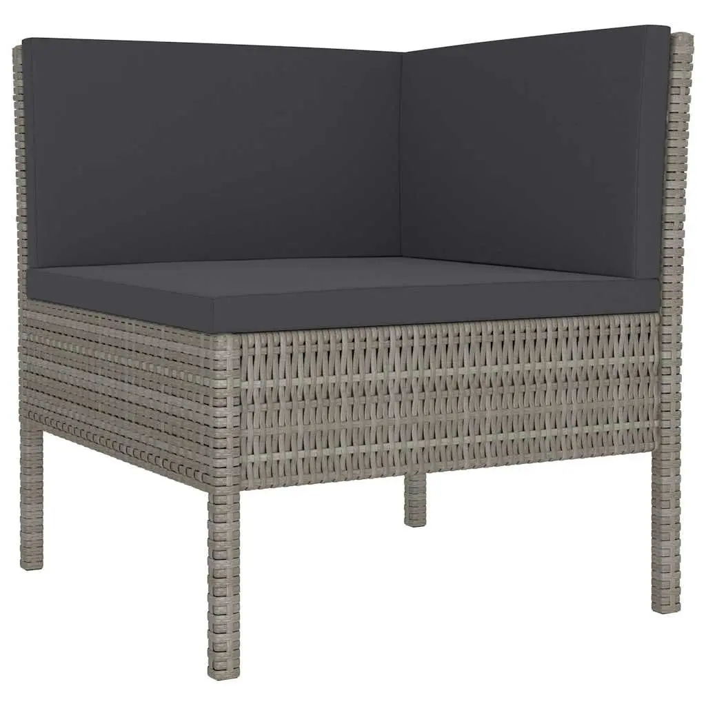 Garden Lounge Set 6 Piece Modular Outdoor Furniture PE Rattan Grey with Cushions