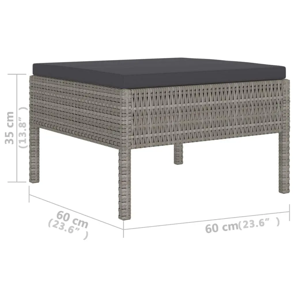 Garden Lounge Set 6 Piece Outdoor Furniture with Cushions Grey Poly Rattan