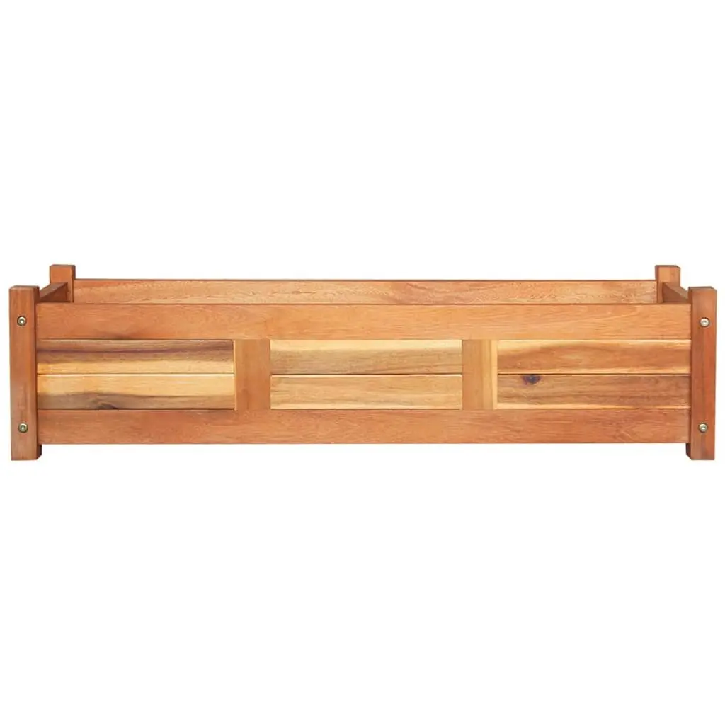 Wooden Planter Box Raised Garden Beds 2 Piece Rectangular Deep Brown Acacia Wood