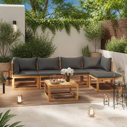 Garden Lounge Set 6 Piece Outdoor Furniture Patio Sofa Coffee Table Grey