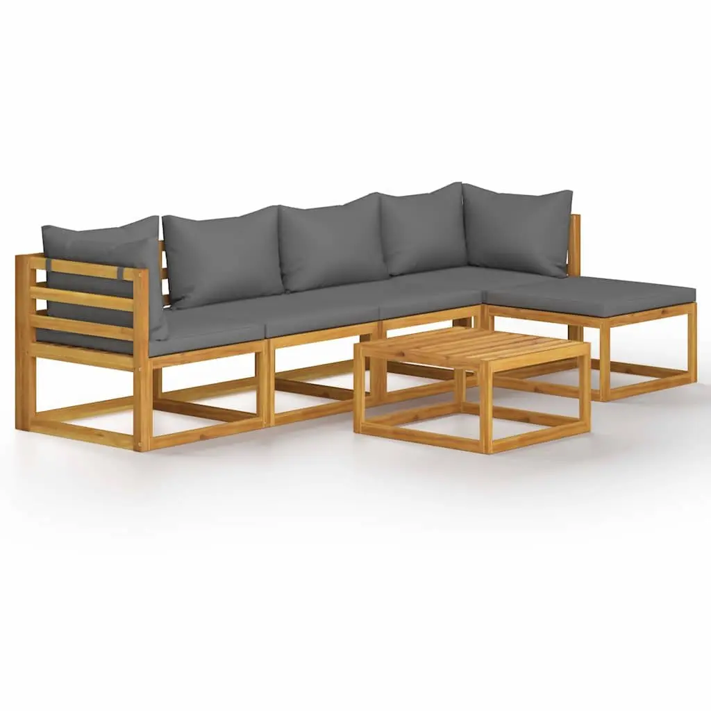 Garden Lounge Set 6 Piece Modular Outdoor Furniture Solid Acacia Wood Grey