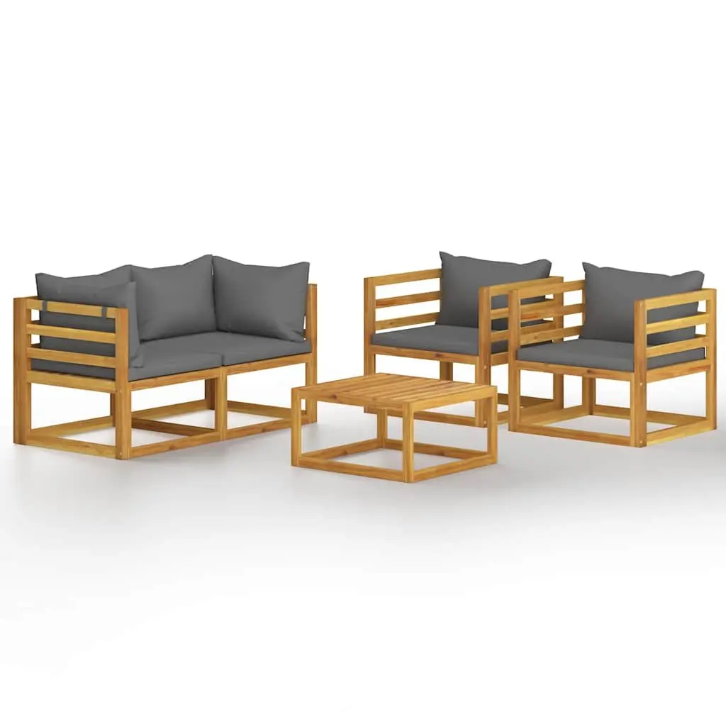 5 Piece Garden Lounge Set Outdoor Furniture with Cushions Coffee Table Grey