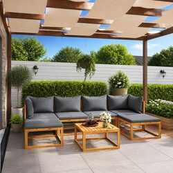 Garden Lounge Set 7 Piece Outdoor Furniture Sofa with Cushions Coffee Table