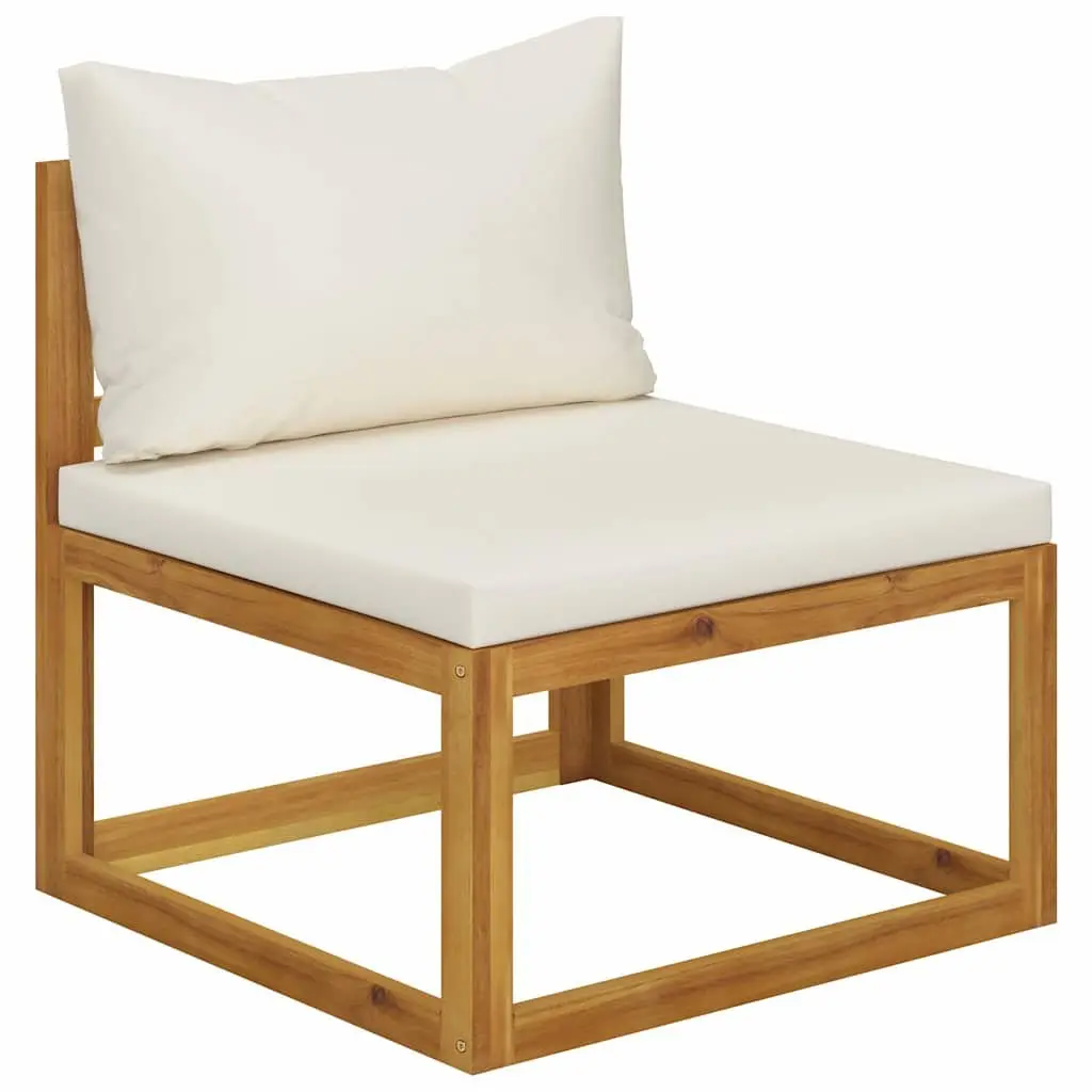 Garden Lounge Set 6 Piece Outdoor Furniture Acacia Wood Cream Cushions Coffee Table