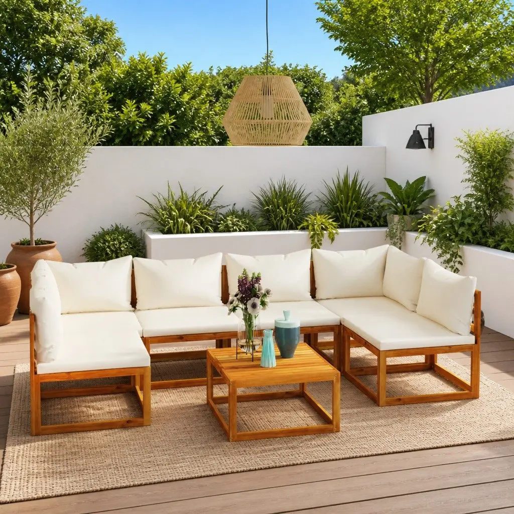 Garden Lounge Set 7 Piece Outdoor Furniture with Cushions Patio Sofa Coffee