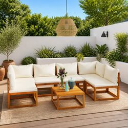 Garden Lounge Set 7 Piece Outdoor Furniture with Cushions Patio Sofa Coffee