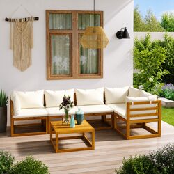 Garden Lounge Set 6 Piece Outdoor Furniture Modular Seating with Coffee Table