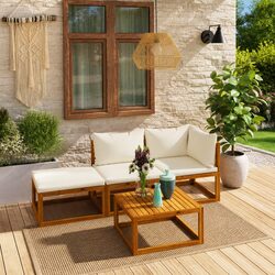 Garden Lounge Set 4 Piece Outdoor Furniture Sofa Coffee Table Modular Seating