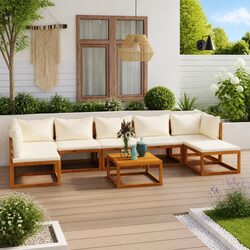 Garden Lounge Set 8 Piece Outdoor Furniture Patio Sofa with Cushions Coffee