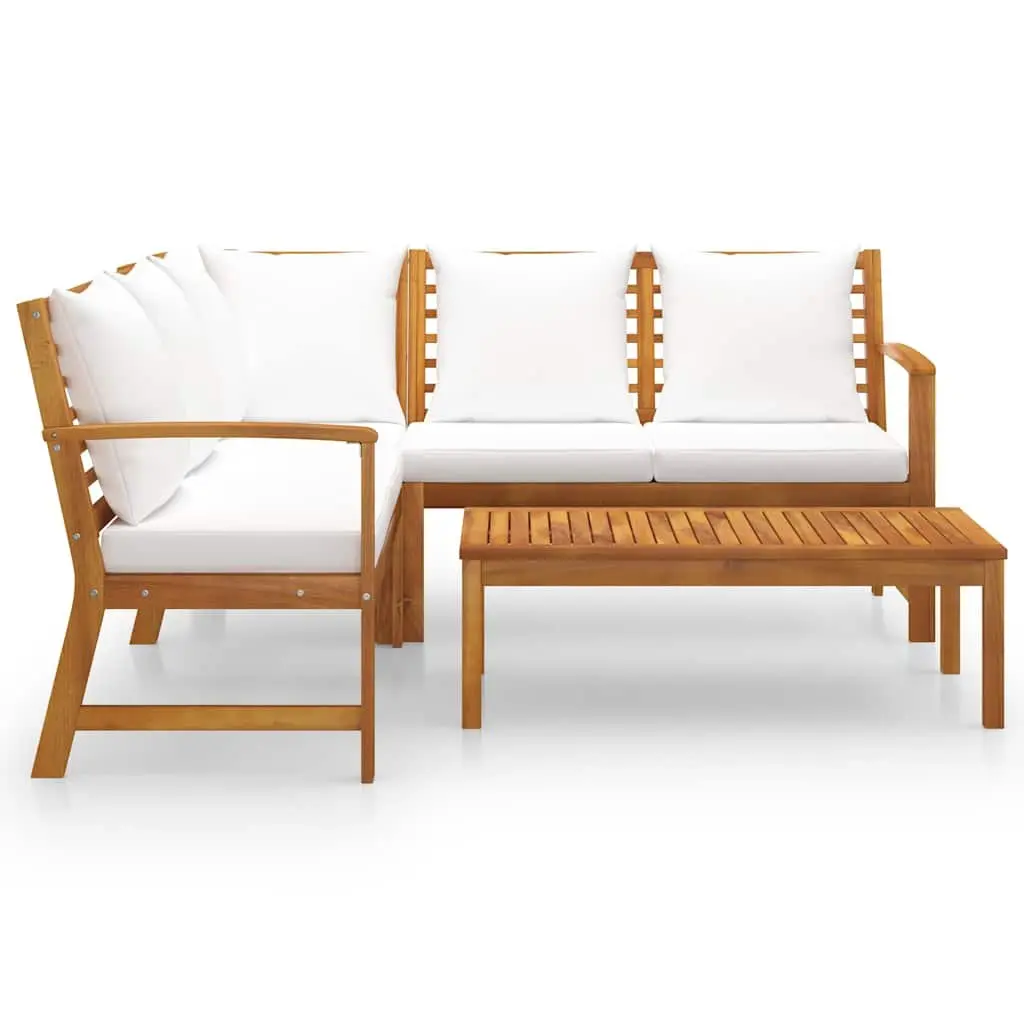 4 Piece Garden Lounge Set Outdoor Patio Sofa Cream Cushion