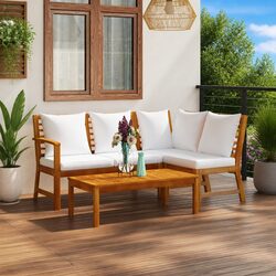 4 Piece Garden Lounge Set Outdoor Furniture Patio Sofa Coffee Table Cushion