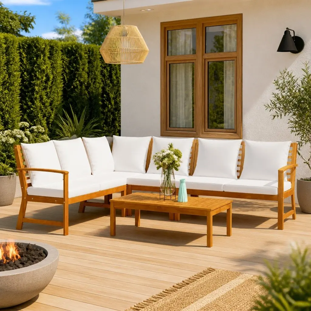 5 Piece Garden Lounge Set Outdoor Patio Furniture with Cushions Coffee Table