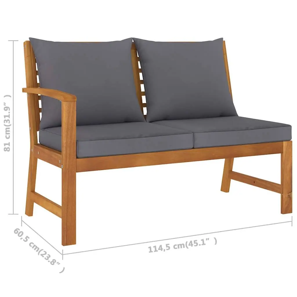 5 Piece Garden Lounge Set Outdoor Sofa with Cushions Solid Acacia Wood Frame Grey