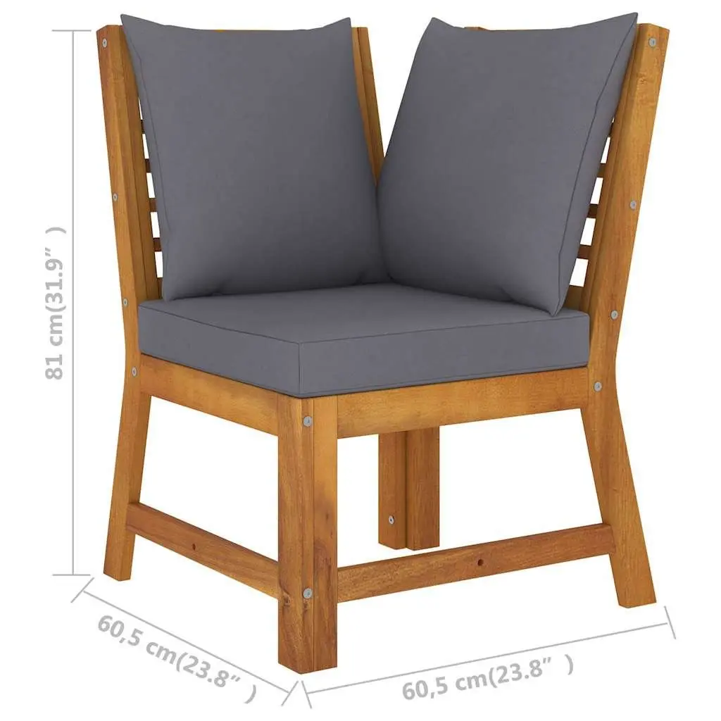 5 Piece Garden Lounge Set Outdoor Sofa with Cushions Solid Acacia Wood Frame Grey
